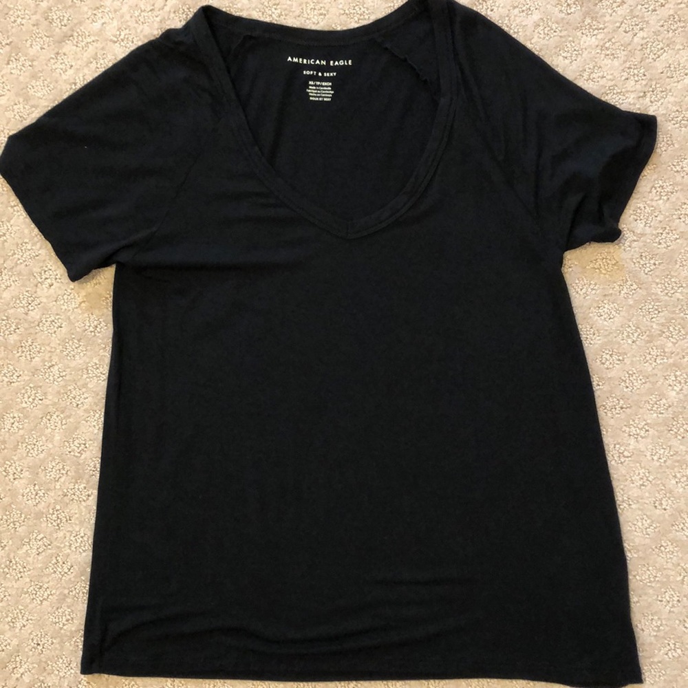 American Eagle Black Basic Tee, XS